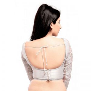 Silver Net Embroidered Readymade Blouse