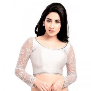 Silver Net Embroidered Readymade Blouse