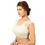 White Crochet Cut Work Readymade-Blouse