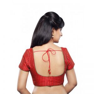 Red Embrodiery Stitched Tissue Readymade-Blouse