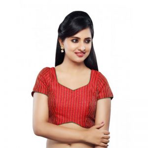 Red Embrodiery Stitched Tissue Readymade-Blouse