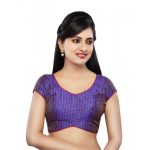 Blue Embrodiery Stitched Tissue Readymade-Blouse
