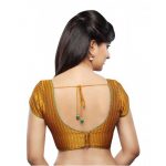 Mustard Embrodiery Stitched Tissue Readymade Blouse