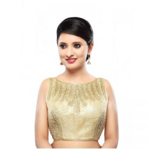 Gold Embroidered Tissue Readymade Blouse