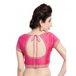 Pink Zari Work Dupion Silk Readymade Blouse