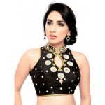 Black Moti Work Fancy Fabric Readymade Blouse