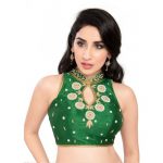 Green Moti Work Fancy Fabric Readymade Blouse