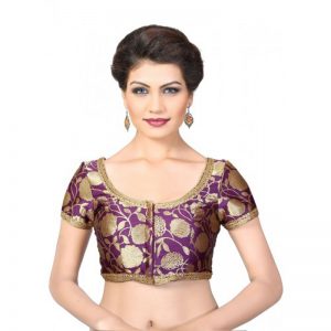 Purple Embroidred Brocade Readymade-Blouse