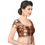 Maroon Embroidred Brocade Readymade-Blouse