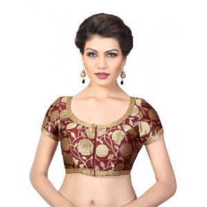 Maroon Embroidred Brocade Readymade-Blouse