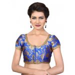 Royal Blue Embroidred Brocade Readymade-Blouse