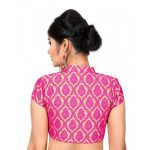 Pink Printed Brocade Collar Blouse Readymade-Blouse