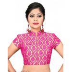 Pink Printed Brocade Collar Blouse Readymade-Blouse