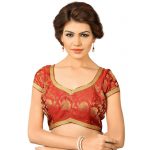 Maroon Printed Brocade Readymade Blouse