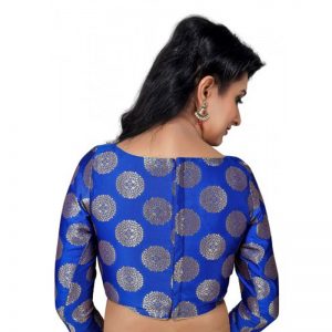 Royal Blue Embellished Raw Silk Readymade Blouse