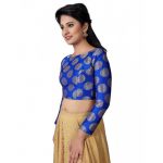 Royal Blue Embellished Raw Silk Readymade Blouse