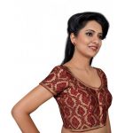 Maroon Embellished Brocade Readymade Blouse