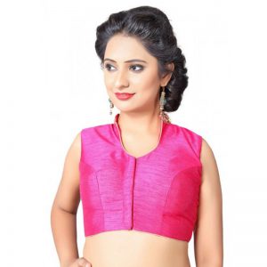 Pink Resham Embroidery Dupion Silk Readymade Blouse