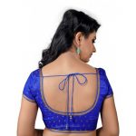 Royal Blue Embellished Brocade Readymade Blouse