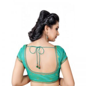 Rama Green Printed Silk Readymade Blouse