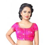 Pink Printed Silk Readymade Blouse