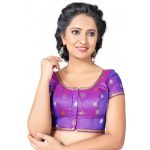 Brinjal Printed Silk Readymade Blouse