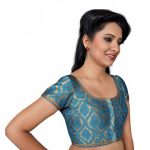 Blue Embroidery Brocade Readymade Blouse