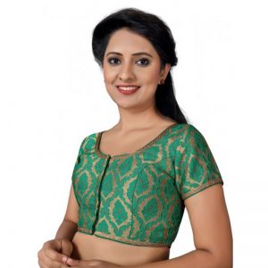 Green Embroidery Brocade Readymade Blouse