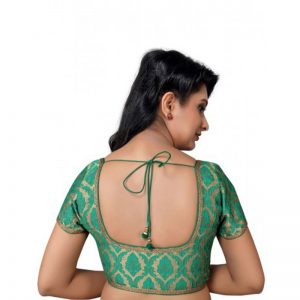 Green Embroidery Brocade Readymade Blouse