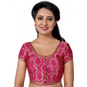 Pink Embroidery Brocade Readymade Blouse