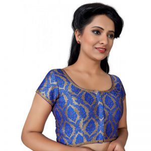 Royal Blue Embroidery Brocade Readymade Blouse