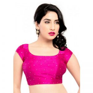 Pink Embellished Dupion Silk Readymade Blouse