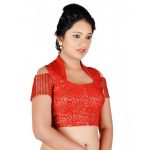 Red Embroidery Brocade Readymade Blouse