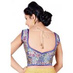 Blue Printed Brocade Readymade Blouse