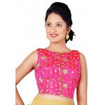 Pink Embroidery Silk Readymade Blouse