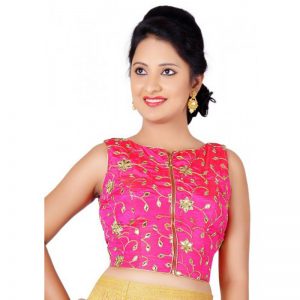 Pink Embroidery Silk Readymade Blouse