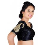 Black Zari Embroidery Work Dupion Silk Readymade Blouse