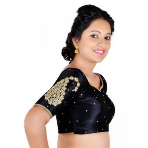 Black Zari Embroidery Work Dupion Silk Readymade Blouse