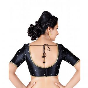 Black Zari Embroidery Work Dupion Silk Readymade Blouse