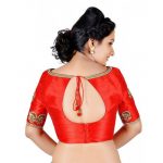 Red Embroidery Dupion Silk Readymade Blouse