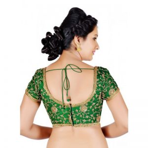 Green Embroidery Silk Readymade Blouse