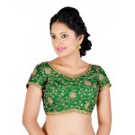 Green Embroidery Silk Readymade Blouse