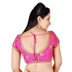Pink Embroidery Silk Readymade Blouse