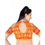 Orange Zari Work Brocade Readymade Blouse