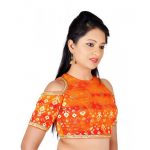 Orange Zari Work Brocade Readymade Blouse