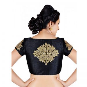 Black Zari Embroidery Work Dupion Silk Readymade Blouse