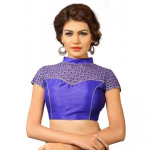 Royal Blue Zari Embroidery Work Net Readymade Blouse