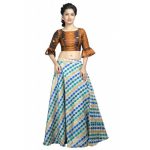 Mustard prints silk ready made Blouse