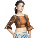 Mustard prints silk ready made Blouse