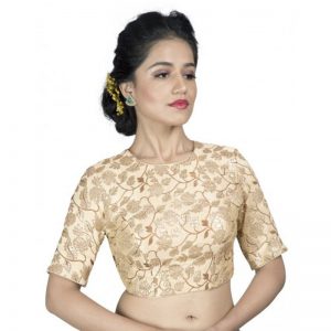 Gold Brocade Floral Stitched Blouse